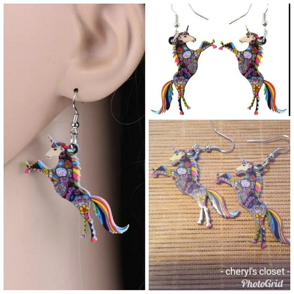 Multicolor unicorn bonsny acrylic earrings